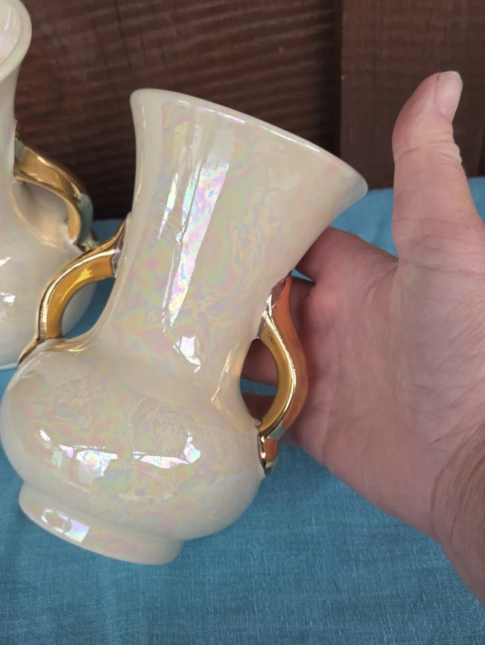 Mid-century Pearlescent Vintage Ceramic Vases